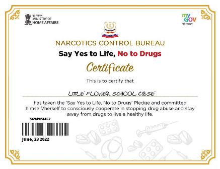 SAY NO TO DRUGS - CERTIFICATE